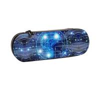 XLEWSIEU Trousse à crayons en cuir avec intelligence artificielle, motif cerveau, élégante et fonctionnelle, Noir , Taille unique, Ensemble cartable