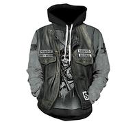 XLGJWY 3D Sweat à Capuche Sweats à Capuche à la Mode Hommes Femmes Sweats à Capuche Manches Longues Crâne Punisher Grim Reaper 3D Imprimer Hip Hop Pull À Capuche Veste