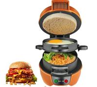 XLGNXXL Grille-Pain à Sandwich, avec Anneau à œufs, Plateau antiadhésif pour Hamburgers, Convient pour Les Hamburgers, sandwichs, toasts, gaufres, Petit-déjeuner Orange,13 * 20 * 14cm