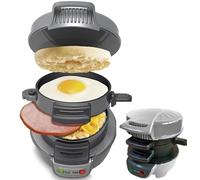 XLGNXXL Machine à Sandwich électrique, Grille-Pain à Hamburger avec Anneaux à œufs et Plaque chauffante antiadhésive pour Hamburgers, gaufres et Petits déjeuners Rapides Silver,13 * 20 * 14cm