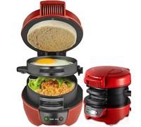 XLGNXXL Machine à Sandwich électrique, Grille-Pain à Hamburger avec Anneaux à œufs et Plaque chauffante antiadhésive pour Hamburgers, gaufres et Petits déjeuners Rapides Red,13 * 20 * 14cm