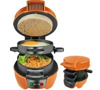XLGNXXL Machine à Sandwich électrique, Grille-Pain à Hamburger avec Anneaux à œufs et Plaque chauffante antiadhésive pour Hamburgers, gaufres et Petits déjeuners Rapides Orange,13 * 20 * 14cm