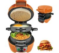 XLGNXXL Machine à sandwichs, à Muffins et à Hamburgers, avec Anneau à œufs, idéale pour Les Hamburgers, Les collations et Les Petits-déjeuners Rapides Orange,13 * 20 * 14cm