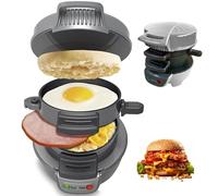 XLGNXXL Machine à sandwichs, à Muffins et à Hamburgers, avec Anneau à œufs, idéale pour Les Hamburgers, Les collations et Les Petits-déjeuners Rapides Silver,13 * 20 * 14cm