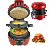XLGNXXL Machine à sandwichs, à Muffins et à Hamburgers, avec Anneau à œufs, idéale pour Les Hamburgers, Les collations et Les Petits-déjeuners Rapides Red,13 * 20 * 14cm