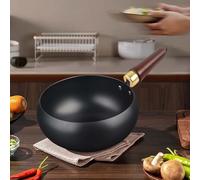XLGNXXL Poêle en Fer forgé à la Main en Fer Non revêtuWok Chinois en Fonte Fait mainConvient pour la Cuisson Naturelle, la Cuisson au gaz et à Induction, la friture et Les sautés Black,28CM