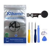 Xlhama Bouton Home pour iPhone 7/7 Plus/8/8 PLUS (Noir)Bouton universel avec Connecteur Nappe Flex Cadre en métal Protège Bouton et joint en Caoutchouc Préinstallés Inclus Kit de Outils de Réparation