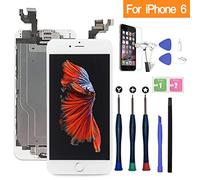 Xlhama Écran Tactile LCD pour iPhone 6 Blanc 4,7" Assemblé avec Bouton Home,Capteur de Proximité, Écouteur, Caméra Frontale et Kit de Réparation Full Assembly Repair