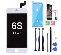 Xlhama Remplacement Écran Complet pour iPhone 6S Blanc avec Outils de Réparation Feuille en Verre Trempé 4.7 Pouces sans Bouton Home