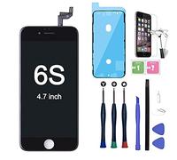 Xlhama Remplacement Écran Complet pour iPhone 6S Noir avec Outils de Réparation Feuille en Verre Trempé 4.7 Pouces sans Bouton Home