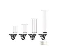 XLHWJCP 4Pcs Pieds de Meuble Réglables en Métal avec roulettes et Frein, Pieds de Support de Remplacement Robustes, pour Canapé/Lit/Chaise/Canapé/Commode/Table (White,48-72cm)