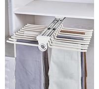 XLHWZS Tringle à vêtements extractible, Tringle de Placard Extensible à 22 Bras, télescopique for Le Rangement des Pantalons, Barre de Rangement for vêtements for Garde-Robe(Beige)