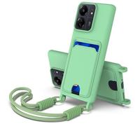 Xliamcp Coque pour Xiaomi Redmi 13C 4G 5G/ Redmi 13R 5G / POCO C65 4G / POCO M6 5G, Silicone TPU doux au toucher, avec fentes pour cartes, dragonne, coque de protection antichoc pour téléphone - Vert