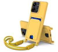 Xliamcp Coque pour Xiaomi Redmi 13C 4G 5G/ Redmi 13R 5G / POCO C65 4G / POCO M6 5G, Silicone TPU doux au toucher, avec fentes pour cartes, dragonne, étui de protection antichoc pour téléphone, jaune