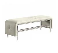 XLIHAWY Banc À Chaussures À Deux Niveaux pour Entrée, Étagère À Chaussures avec Coussin Moelleux, Style Industriel Piètement en Acier Inoxydable Tabouret Chevet(Beige,80x40x45cm)