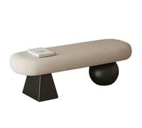 XLIHAWY Banc d'art Moderne, Bois Massif Banc À Chaussures D'entrée, Multifonctionnel Repose-Pieds Ottoman Rembourré pour Chambre Couloir Atelier(Zwart,60x35x40cm)