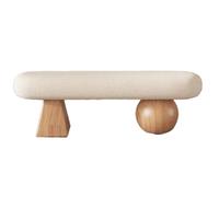 XLIHAWY Banc d'art Moderne, Bois Massif Banc À Chaussures D'entrée, Multifonctionnel Repose-Pieds Ottoman Rembourré pour Chambre Couloir Atelier(Brun,140x35x40cm)