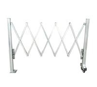 XLIHAWY Barrière Extensible, Barrière Parking Pliante Avec Roue Universelle, Conception Fixe Clôture Industrielle Avec Borne(Silver,1.5x4m)