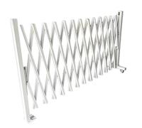 XLIHAWY Barrière Extensible, Barrière Parking Pliante Avec Roue Universelle, Conception Fixe Clôture Industrielle Avec Borne(Blanc,1.5x1.5m)