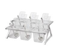 XLIHAWY Ensemble Supports À Épices, Grand Réfrigéré Organiseur À Condiments, Support En Acier Inoxydable Plateau Service Pour Garnitures(64x36x21cm)