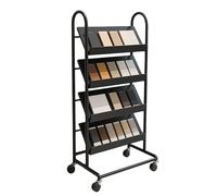 XLIHAWY Présentoir pour Carrelage sur Pied Présentoir À Échantillons avec Poulies Universelles, 4 Niveaux sur Pied Modèles Étagère Rangement pour Magasins Détail(40x35x120cm)