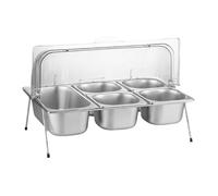 XLIHAWY Présentoir Service, Acier Inoxydable Plateau Service, Présentoir À Condiments Pour Buffet Distributeur Pour Restaurant Hôtel Cuisine Fête(E,53X33X30.5CM)