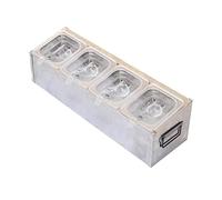 XLIHAWY Station Garniture Pour Pizzas, Acier Inoxydable Récipients Pour Condiments, Four À Pizza Accessoires Extérieur Avec Poignée(Silver-B,65.5x20x18cm)