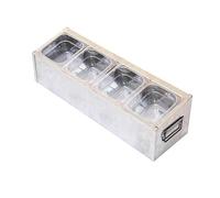 XLIHAWY Station Garniture Pour Pizzas, Acier Inoxydable Récipients Pour Condiments, Four À Pizza Accessoires Extérieur Avec Poignée(Silver-A,65.5x20x18cm)