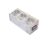 XLIHAWY Station Garniture Pour Pizzas, Acier Inoxydable Récipients Pour Condiments, Four À Pizza Accessoires Extérieur Avec Poignée(Silver-B,49.5x20x18cm)