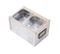 XLIHAWY Station Garniture Pour Pizzas, Acier Inoxydable Récipients Pour Condiments, Four À Pizza Accessoires Extérieur Avec Poignée(Silver-A,33.5x20x18cm)