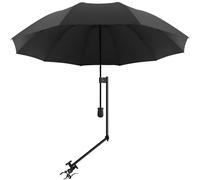 XLINGZA Parasol de plage UPF 50+ avec pince universelle réglable pour poussette, blanchisseur, terrasse, pêche, barbecue (manuel/L noir)