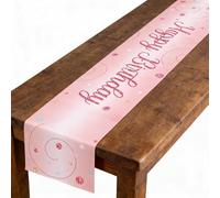 XLIUAX Chemin de table Happy Birthday avec confettis - Décoration de table d'anniversaire pour garçons et filles - 182 cm x 33,5 cm - Rose