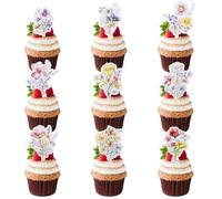 XLIUAX - Lot de 36 décorations de cupcakes à fleurs sauvages, décorations de fête prénatale, décorations florales pour femmes et filles, décoration de mariage, fête prénuptiale