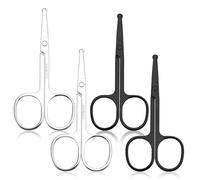 XLIUAX Lot de 4 ciseaux à poils de nez, à pointe arrondie, en acier inoxydable, ne blesseront pas la cavité nasale pour le nez, les sourcils, les cils, la moustache, la barbe
