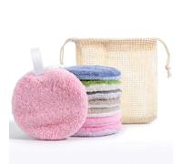 XLIUAX Lot de 8 tampons démaquillants réutilisables, ronds en coton doux avec sac de rangement, tampons nettoyants pour le visage et les ombres à paupières pour femme