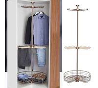 XLJKNLP Cintres Ronds Rotatifs À 360°, Cintres De Pantalons De Vestiaire, Étagères De Rangement D’Angle De Garde-Robe