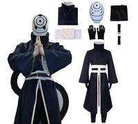 XLJLKJDS Costume de cosplay pour homme Anime Uchiha Obito avec masque, robe de personnage, uniforme kimono pour adulte, ensemble d'habillage, cape, costume d'Halloween, carnaval, fête