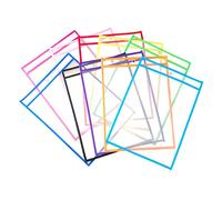 XLKJ 10 Pièces Pochettes Effaçables À Sec Réutilisables en Plastique pour Fournitures de Bureau et D'enseignement