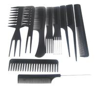 XLKJ 10pcs Peignes de Coiffeur en Plastique, Salon Coiffure Cheveux Antistatique Peignes Hairbrush Peigne Cheveux Soins Styliseurs (Noir)