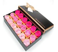 XLKJ 18 Pièces Savon de Bain Rose Fleurs, Savon Parfumée Fleur Bain Corps Romantique Savon Rose Fleur Cadeau de Saint-Valentin Mariage Celebration (Rose)