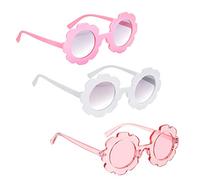 XLKJ 3 Pièces Lunettes Fantaisies, Lunettes de Soleil de Plage Mignon Lunettes de Soleil de Fleurs pour Enfants