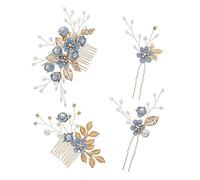 XLKJ 4 Pièces Broche Cheveux Mariage Peignes à Cheveux Décoratifs Peignes et Épingle à Cheveux des Fleur, Accessoire Cheveux avec Strass pour Mariage ou Fête
