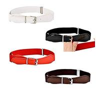XLKJ 4 Pièces Ceinture Élastique pour Enfants, Ceintures Extensibles Réglables en Cuir pour Fille et Garçons