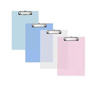 XLKJ 4 Pièces Porte Bloc A5, Planchettes à Pince et Porte-formulaires Porte Document Bloc avec Pince en Plastique pour Papier d'écriture Memo des Dossiers