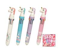 XLKJ 4 Pièces Stylo Couleur, Stylo à Bille Rétractable 10 Couleurs-en-1pour Fournitures Scolaires Bureau Cadeaux de Fête