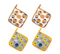 XLKJ 4pcs Set de Grands Manique Mitaines de Four, Maniques Cuisine en Coton, Support de Pot Résistant à la Chaleur