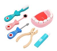 XLKJ 6 Pièces Jouets de Imitation Docteur ou Dentiste Malette Docteur Jouet pour Enfant en Bois