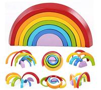 XLKJ Arc-en-ciel Jouet, Éducatif Jouet Créatif Jeux de Construction en Bois pour Enfants