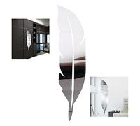 XLKJ Autocollant Mural 3D, Démontable Plumes Miroir Wall Stickers Autocollant, Décoration de Maison(Argent)