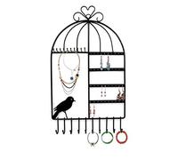 XLKJ Cage à Oiseaux Forme Mural Organisateur De Bijoux Suspendus Boucle D'oreille Titulaire Collier Bijoux Présentoir Rack, Noir